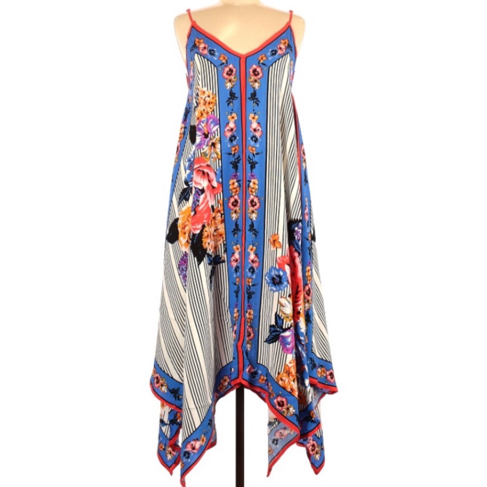 Flying Tomato striped floral handkerchief dress